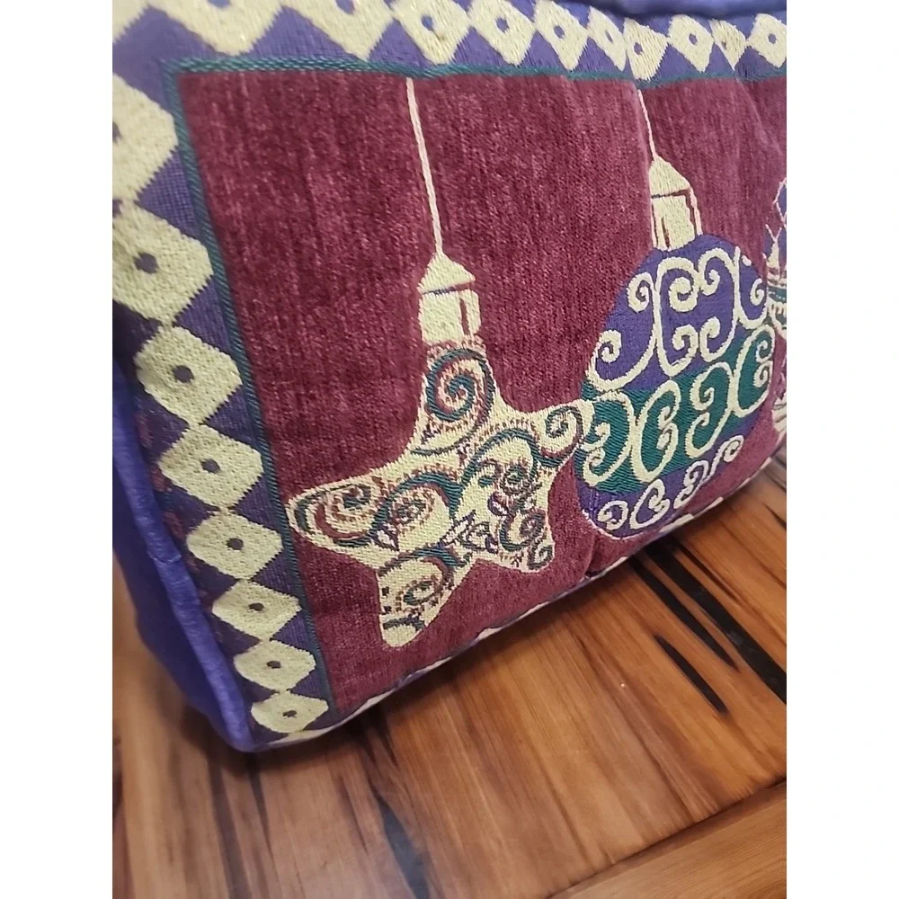 Unique Christmas Decorative Throw Pillow Purple Velour Ornaments 12x18 Inch Deco